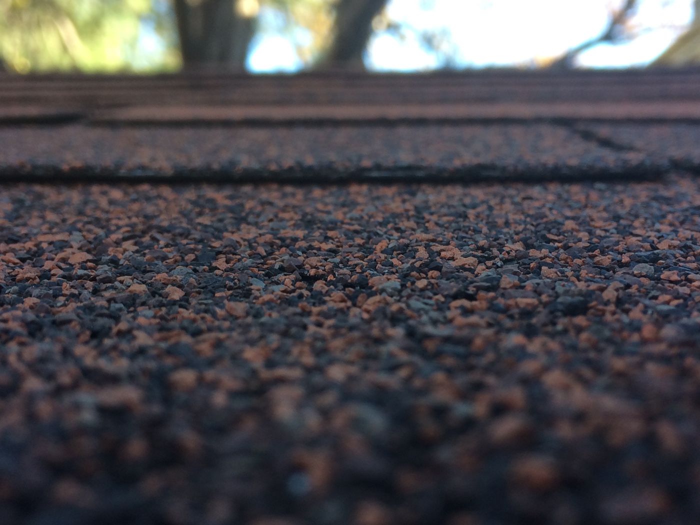 Worn asphalt shingle roof